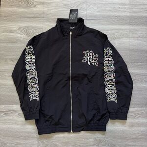 Mixed Emotion Rhinestone Track Jacket Black Size L Nylon Zip Jacket New